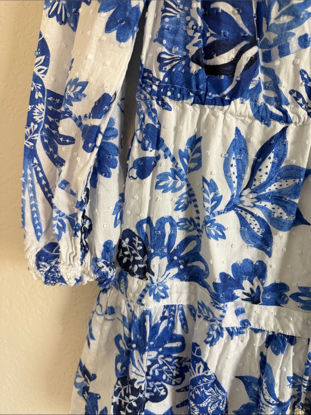 FARM RIO Bead-Embellished Printed Swiss-Dot Cotton Mini Dress. Size XS - Picture 5 of 12